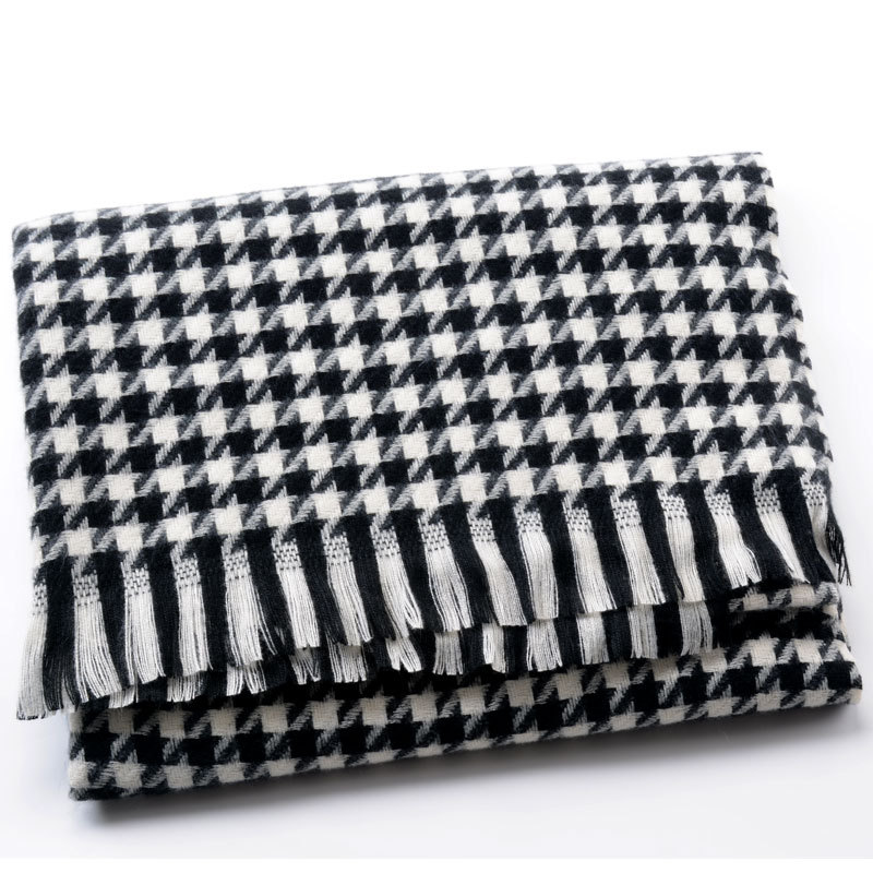 New Fashion Napping Houndstooth Design Artificial Cashmere Scarf Female Minimalist Preppy Style Autumn and Winter Warm Shawl Dual-Use
