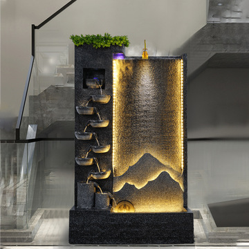 水幕墙流水喷泉屏风公司酒店大厅装饰落地瀑布水摆件温泉度假村