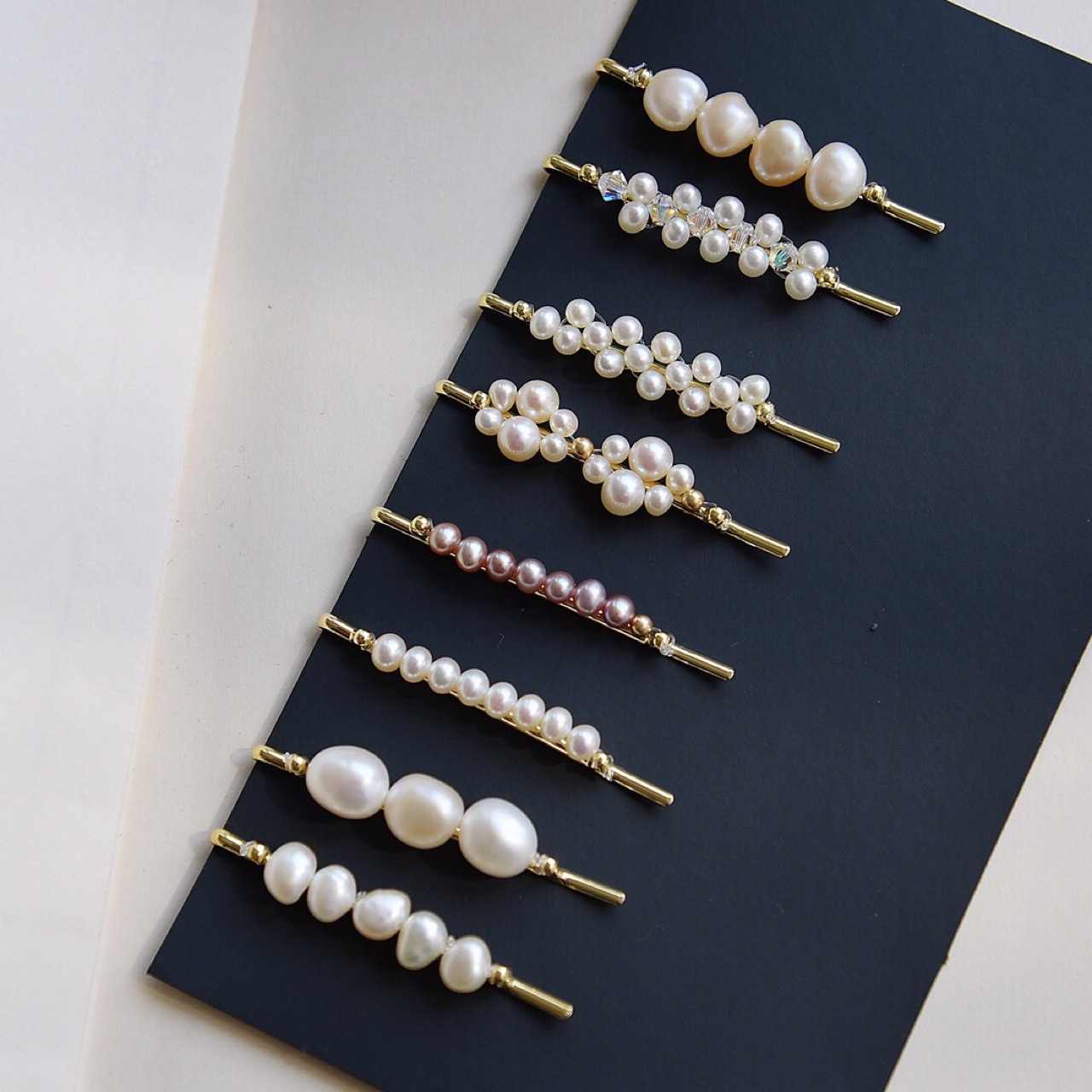 淡水珍珠法式小精致少女感编织简单发夹网红边夹韩国发饰刘海夹