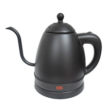 OEM款1.0L黑色喷漆细长鹅颈电热水壶提盖款咖啡壶自动断电防干烧