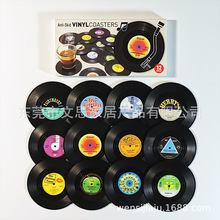 创意复古黑胶唱片杯垫防滑隔热垫唱片CD餐垫跨境产品塑料制品厂