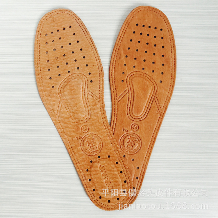 Cowhide Insole Spring and Autumn Sweat-Absorbent Breathable Odor-Destroying Leather Shoes Insole Thickening Exercise Comfortable and Shock Absorption Real Leather Shoe Insole