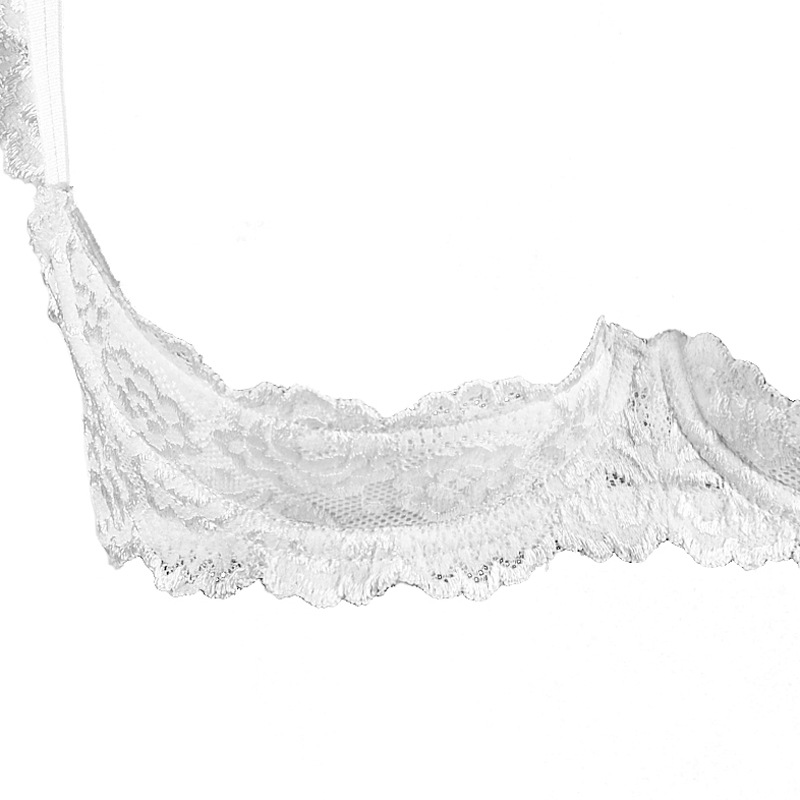 Fq2618 Pure White Lace Sponge Underwire Dew Bra Mid-Waist Free Underwear Women's Lingerie Suit