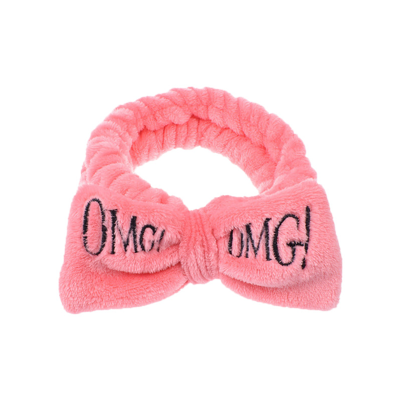 Letter Bow OMG Flannel Hair Band Korean Style Women's Washing Face Hair Band Makeup Mask Headband Hair Accessories