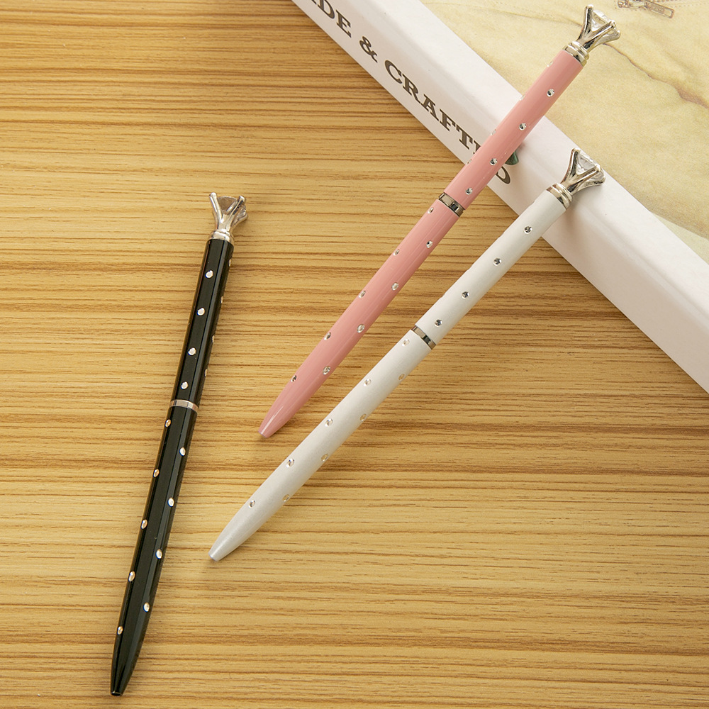 Cross-Border Hot Sale Color Diamond Head Gel Pen Student Creativity Metal Ball Point Pen Advertising Gift Pen