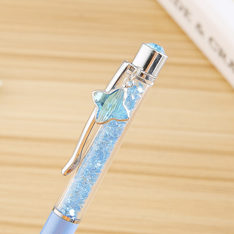 Cross-Border Hot Sale Four-Leaf Clover Pendant Crystal Pen Spot Metal Diamond Pen Advertising Gift Signature Pen