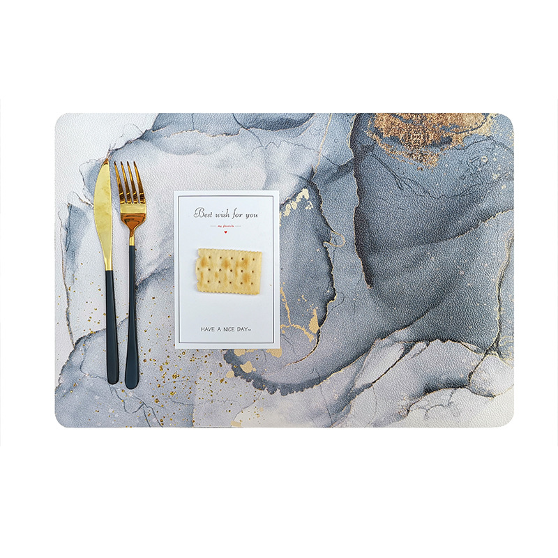 Nordic Ins Leather Placemat Two-Color Household Printed Table Mat Waterproof Oil-Proof Hotel Western Placemat Coaster