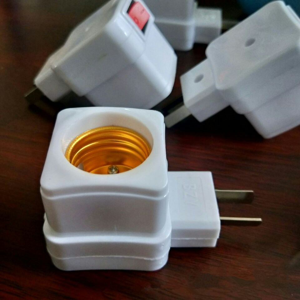 方形灯头 一体灯座旋转插头e27螺口灯口带开关小夜灯电气 2元批发