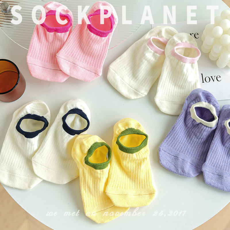 Summer Mori Style Ankle Socks Contrast Color Socks Women Xiaohongshu Same Style Silicone Non-Slip Tight Socks All-Matching Ins Fashion