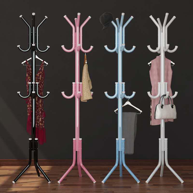 Simple Thickened Coat Rack Floor Iron Clothes Rack Bedroom Clothes Hanger Bag Hanging Rack Single Rod 0819