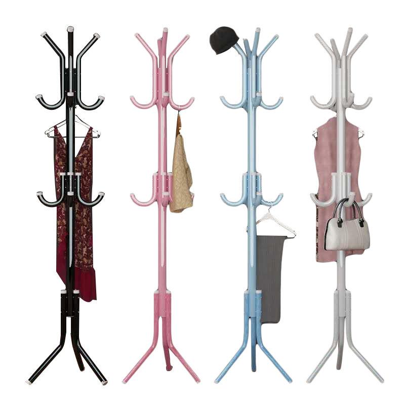 Simple Thickened Coat Rack Floor Iron Clothes Rack Bedroom Clothes Hanger Bag Hanging Rack Single Rod 0819