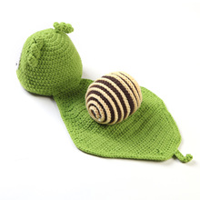 绿色蜗牛白眼睛 新生婴儿摄影服手工针织毛线 百天宝宝拍照道具