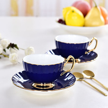 骨瓷咖啡杯碟套装 定 制欧式描金陶瓷商务礼品咖啡马克茶水杯logo