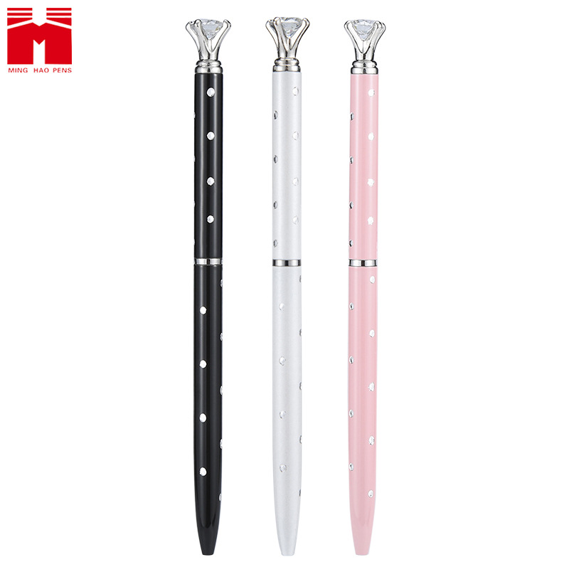 Cross-Border Hot Sale Color Diamond Head Gel Pen Student Creativity Metal Ball Point Pen Advertising Gift Pen