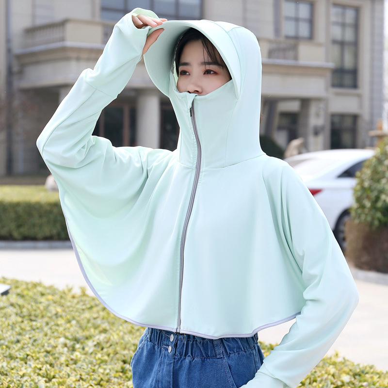 Sun Protection Clothing Women's Summer Thin Ice Silk Uv-Proof Breathable Sun Protection Shirt Cardigan Riding Sun-Protective Clothing Short Coat