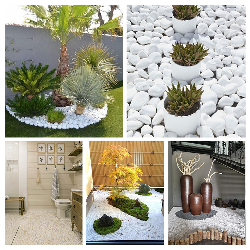 白色石头大鹅卵石庭院铺路地装饰鱼缸造景枯山水磨小石子白云石