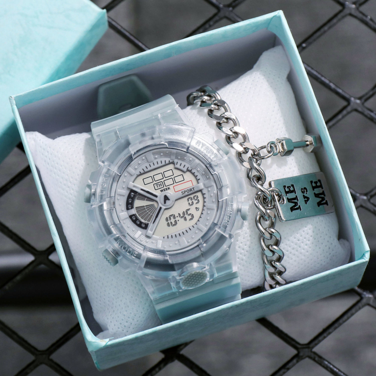 电子手表女ins风男女生初高中学生韩版气质透明电子表夜光防水运