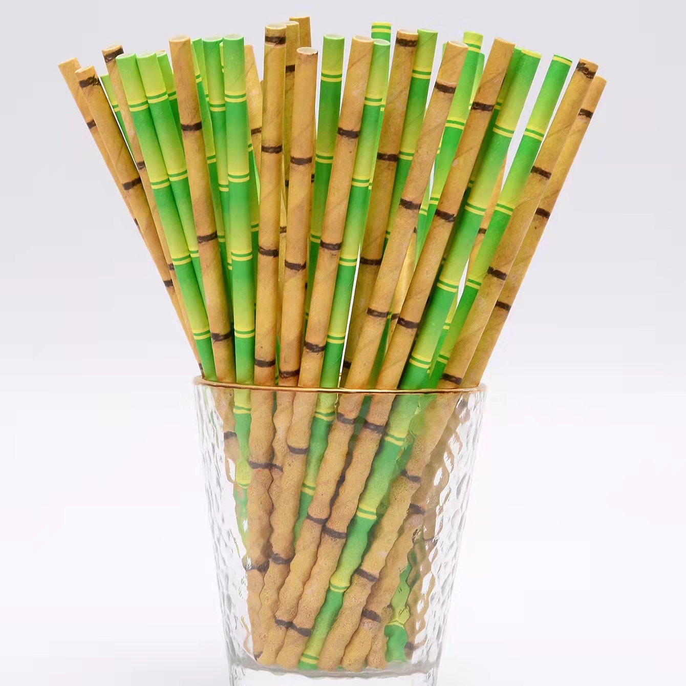 纸吸管竹茶绿竹子吸管一次性可降解纸质吸管派对果汁饮料装饰吸管