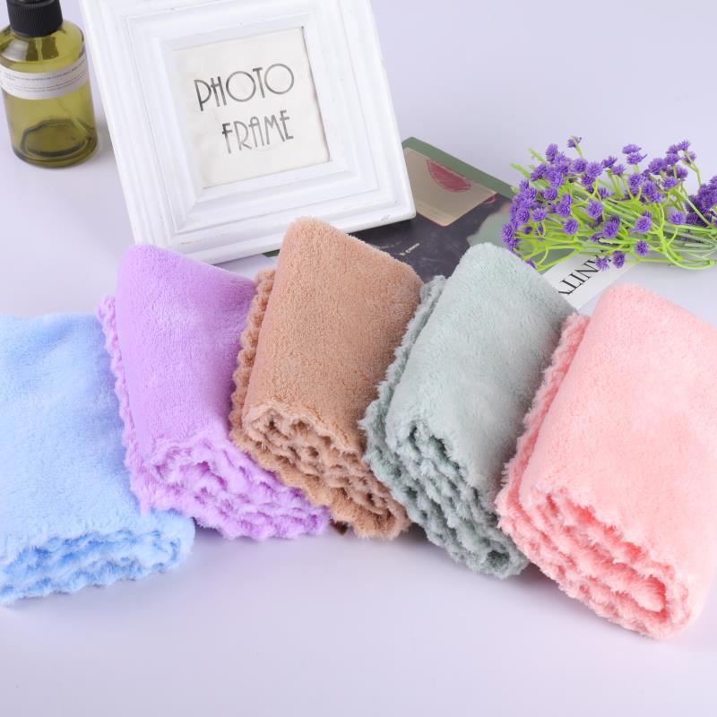 High Density Coral Fleece Cut Edge Small Tower Plain Color Small Square Towel Soft Absorbent Gift Home Non-Fading Non-Hair Removal