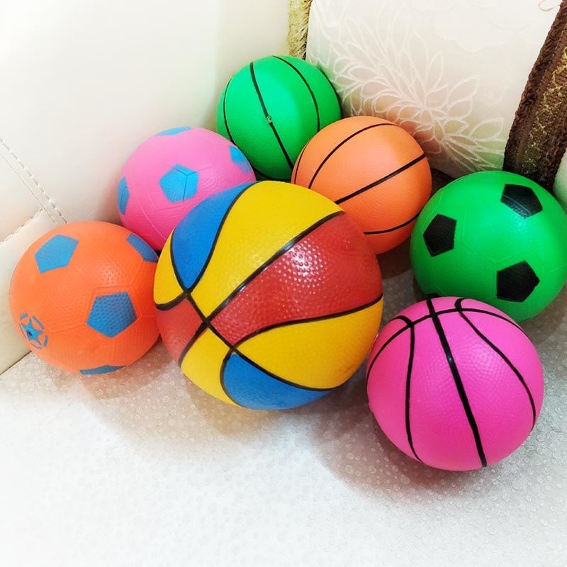 Inflatable Rubber Ball Orange Basketball Kindergarten Baby Tricolors Small Football Pat Ball Stall Toys Wholesale