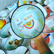 轩杰创意手绘陶瓷杂件日用碗盘碟外贸库存网红餐具手绘釉下彩陶瓷