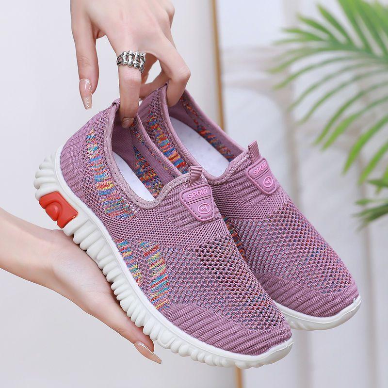 Old Beijing Cloth Shoes Women's Stylish Mom Shoes Summer Soft Bottom Breathable Comfortable Women's Shoes Middle-Aged and Elderly Casual Walking Shoes