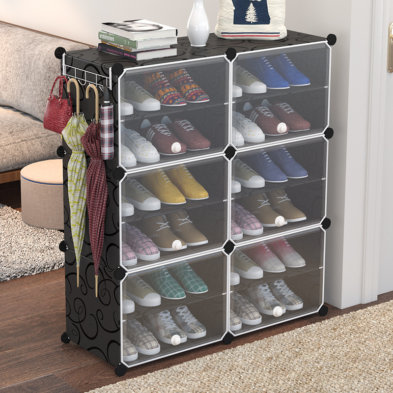 simple shoe rack assembled shoe cabinet plastic storage rack dustproof door household multi-functional storage rack economical storage