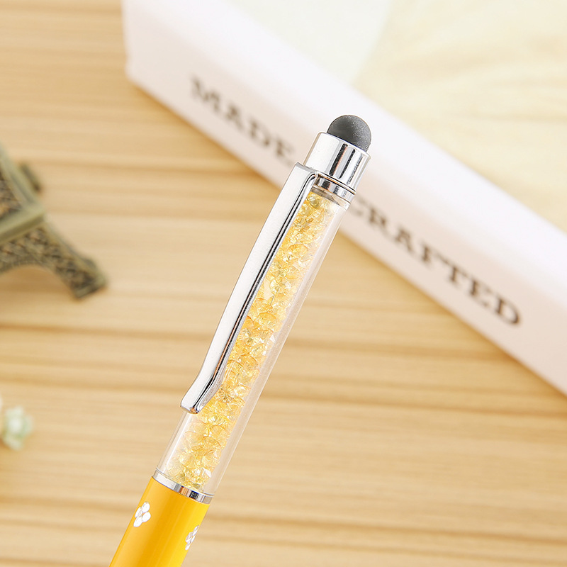 Plum Crystal Pen Capacitive Touch Screen Metal Ball Point Pen Multifunctional Pen Printable Logo Festival Gift Pen DIY