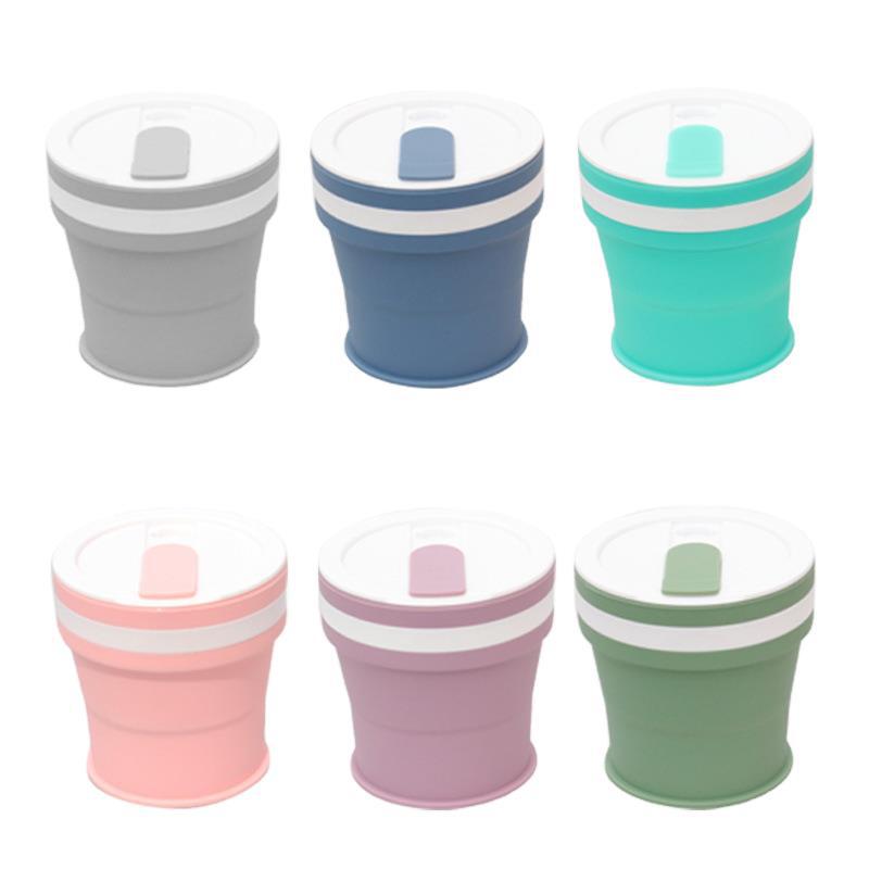 Tiktok Same Style Silicone Folding Cups Business Trip Outdoor Portable Water Cup Office Coffee Cup Gift Cup Customization