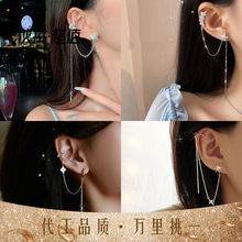 925银针耳骨夹耳环一体式超仙耳夹韩国耳钉2020新款潮长款耳环女