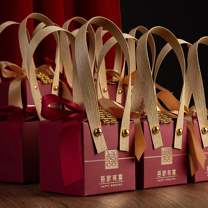 结婚喜糖盒子喜糖盒手提中式中国风婚庆婚礼糖果盒纸盒创意喜糖袋