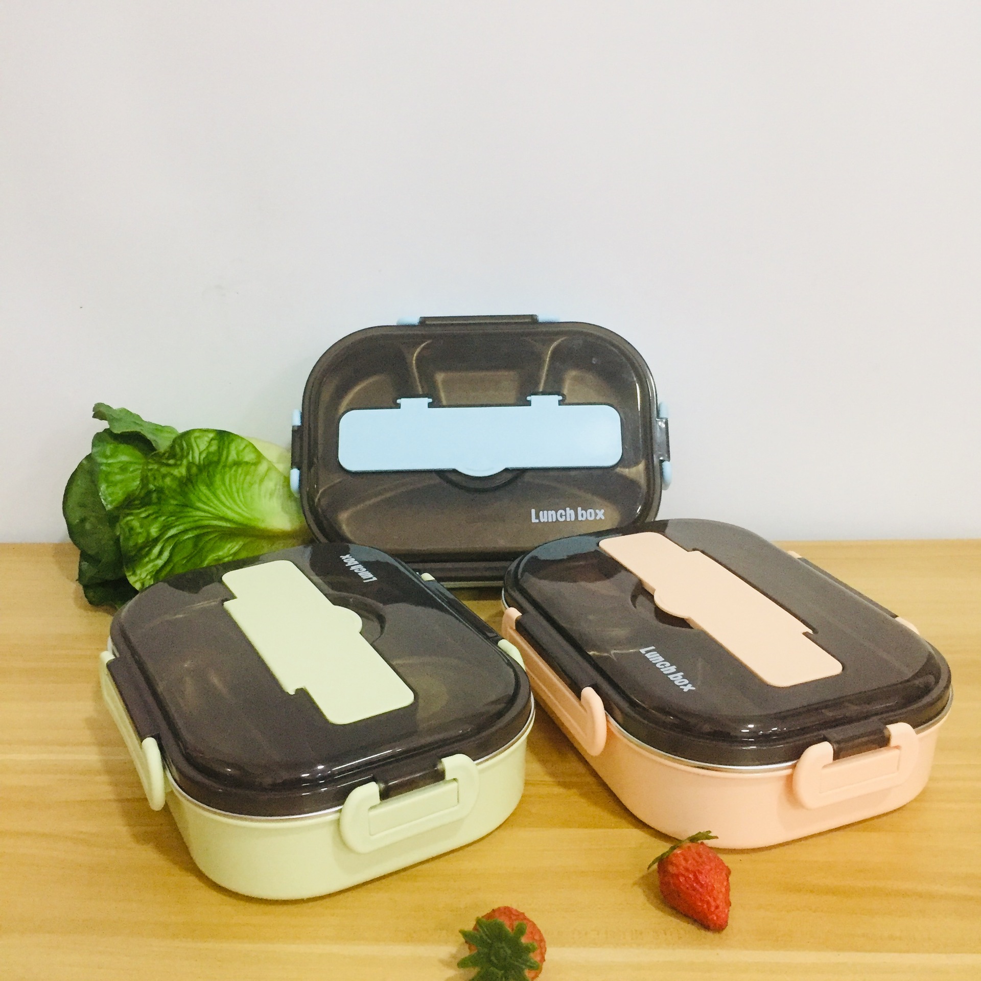 304不锈钢多格饭盒学生食堂餐盒带盖塑钢可拆密封打饭盘配汤碗