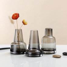 北欧简约玻璃花瓶烟灰家居客厅小清新创意水培容器大花瓶装饰摆件