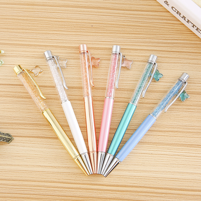 2023 Four-Leaf Clover Crystal Pen Metal Ball Point Pen Advertising Marker Diamond Pen Logo Printing New