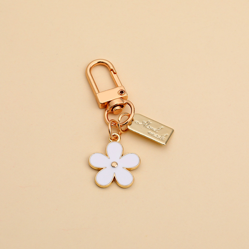 Korean Ins Metal Little Daisy Keychain Niche Flower Airpods Bluetooth Headset Protective Case Accessories Pendant