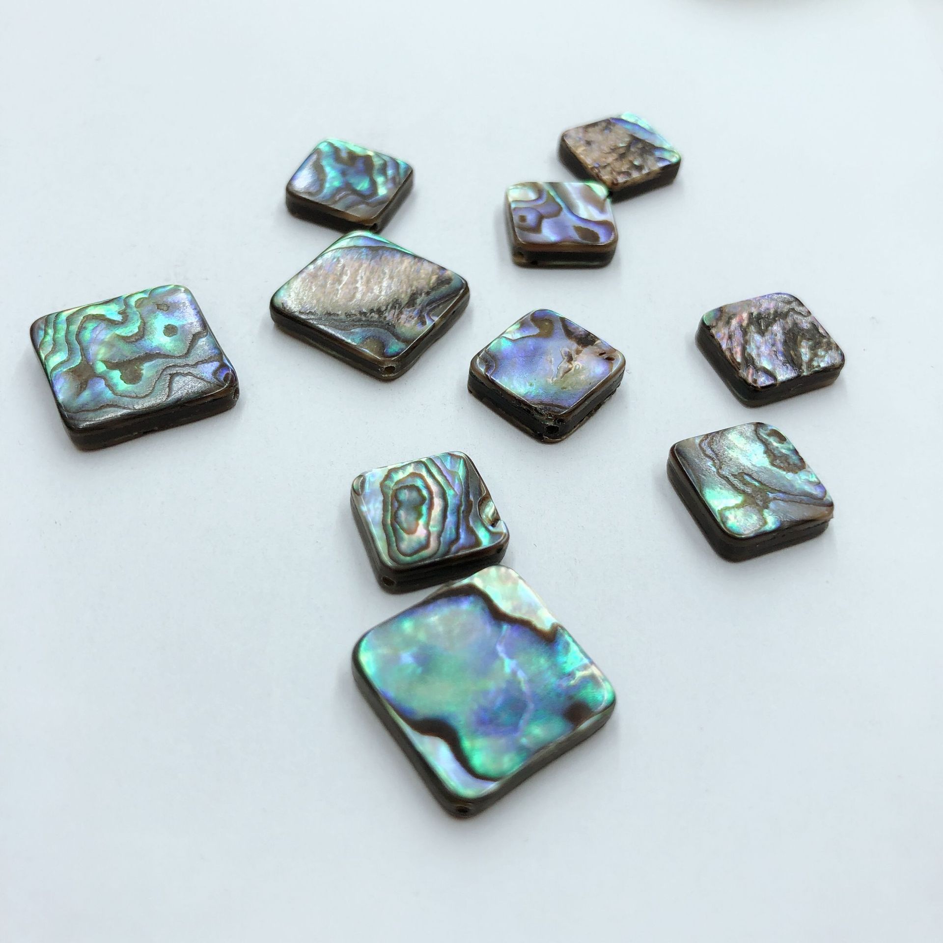 Abalone Shell Rhombus Diagonal Hole Square Scattered Beads Diy Beaded Scattered Beads Shell Ornament Accessories Wholesale