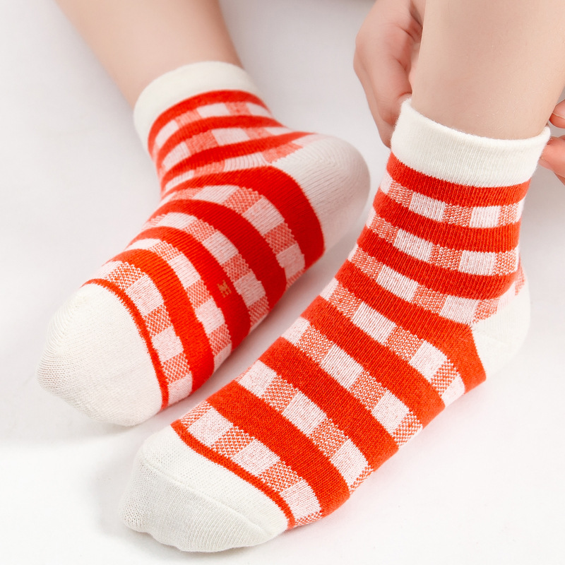 24 New Children's Socks Spring and Summer Combed Cotton Baby Cartoon Boys and Girls Mid-Calf Socks Medium and Large Children's Socks Wholesale