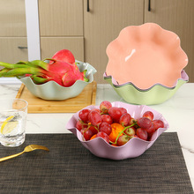果盘创意现代客厅欧式家用荷叶边水果盘办公室桌面零食盘糖果盘