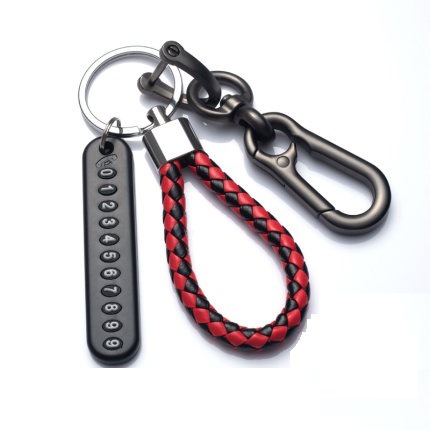 Mobile Phone Number Plate Braiding String Car Key Anti-Lost Phone Diy Pendant Men's and Women's 8-Word Keychain Key Chain