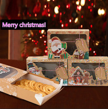 pvc开窗圣诞节糖果饼干盒蛋糕面包松饼姜饼盒牛皮纸礼品盒12PCS套
