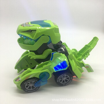 跨境变形恐龙战车 灯光音乐儿童新奇特电动变形恐龙玩具车hg-788
