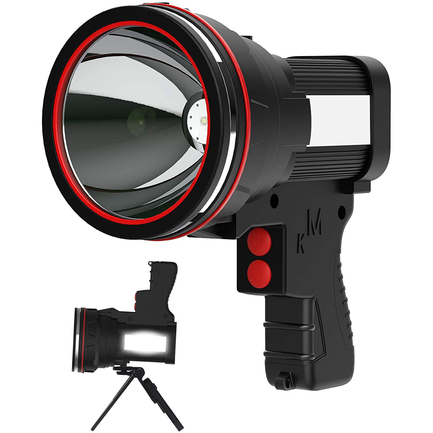 充电式强光探照灯 跨境手持式聚光灯大功率手电筒usb输出亚马逊