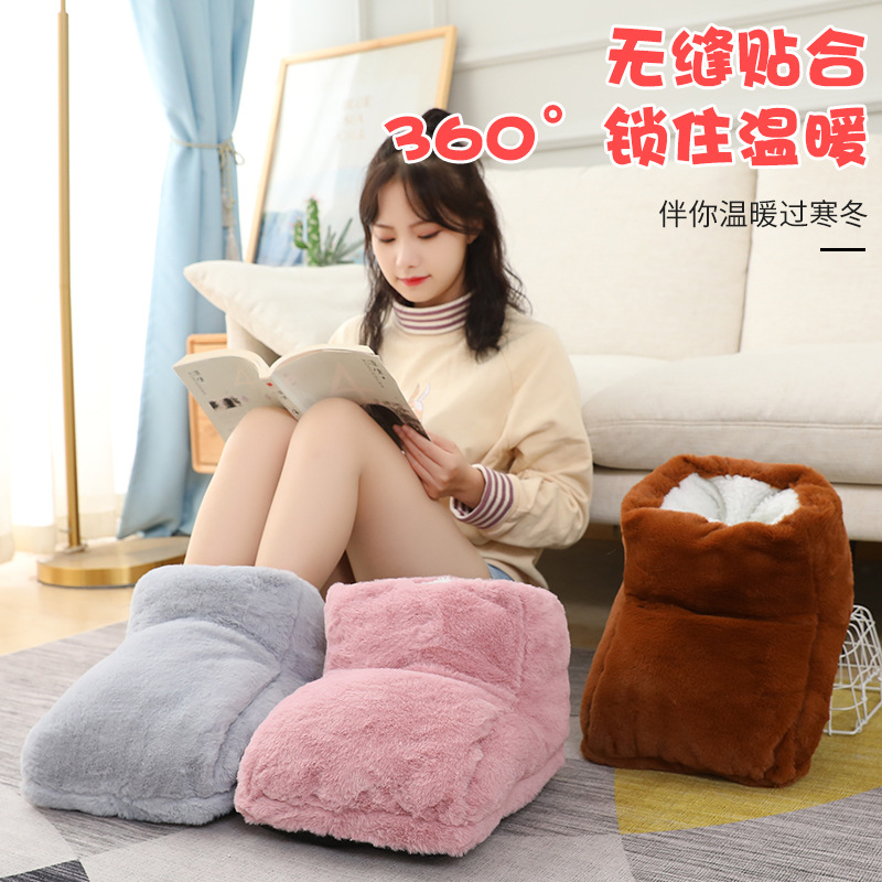 Plug-in High-Top Rabbit Fur Feet Warmer Hot Water Bag USB Foot Warmer Office Heating Mat for Girlfriend Cross-Border Hot Sale