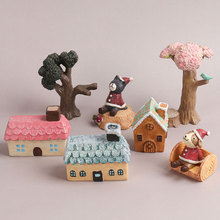 zakka杂货迷你微景观树脂小摆件 创意可爱彩绘小房子装饰品礼物