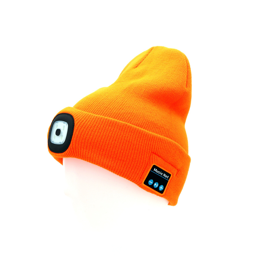 Rechargeable with Bluetooth Headset Led Light Knitted Hat Luminous Outdoor Led Cap