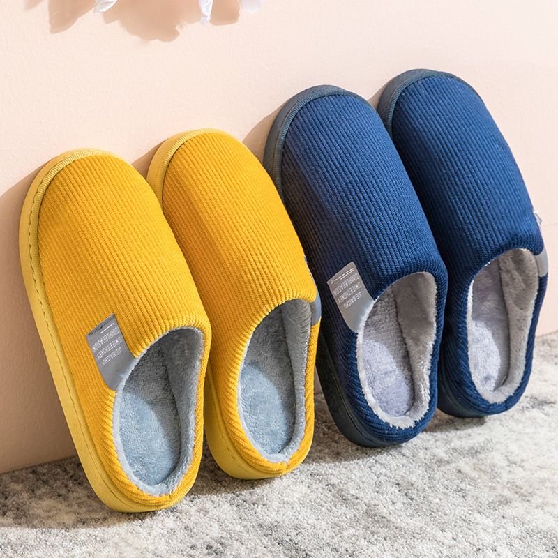 Cotton Slippers Women‘s Home Autumn and Winter Home Indoor Warm Couple Plush Home Non-Slip Thick Bottom Confinement Shoes Winter