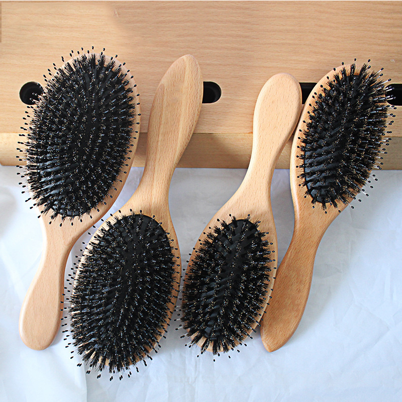 Factory Direct Sales Bristle Air Cushion Comb Straight Hair Hair Care Hairdressing Comb Scalp Health Massage Solid Wood Airbag Comb