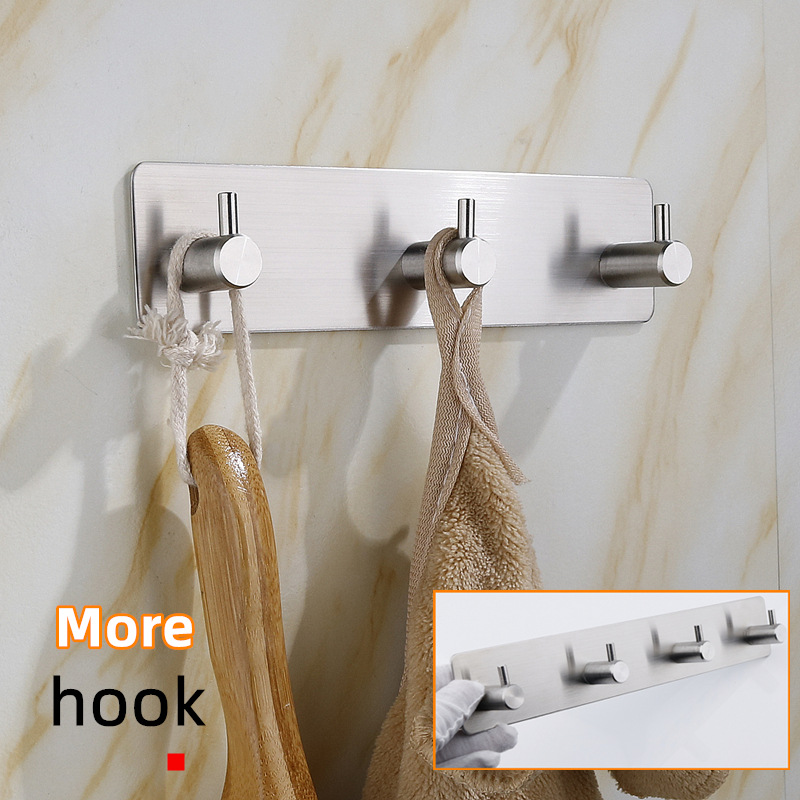 Cross-Border 304 Stainless Steel Hook Strong Sticky Hook behind the Door Coat Hook Hardware Coat Hook Punch-Free Metal Coat Hook