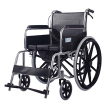 雅德铝合金老人带坐便轮椅轻便残疾人代步车带四刹可折叠可配餐桌