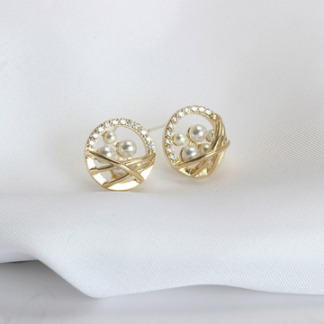 珍珠耳钉女耳环 925纯银针耳饰欧美古风女树脂耳夹 无耳洞饰品